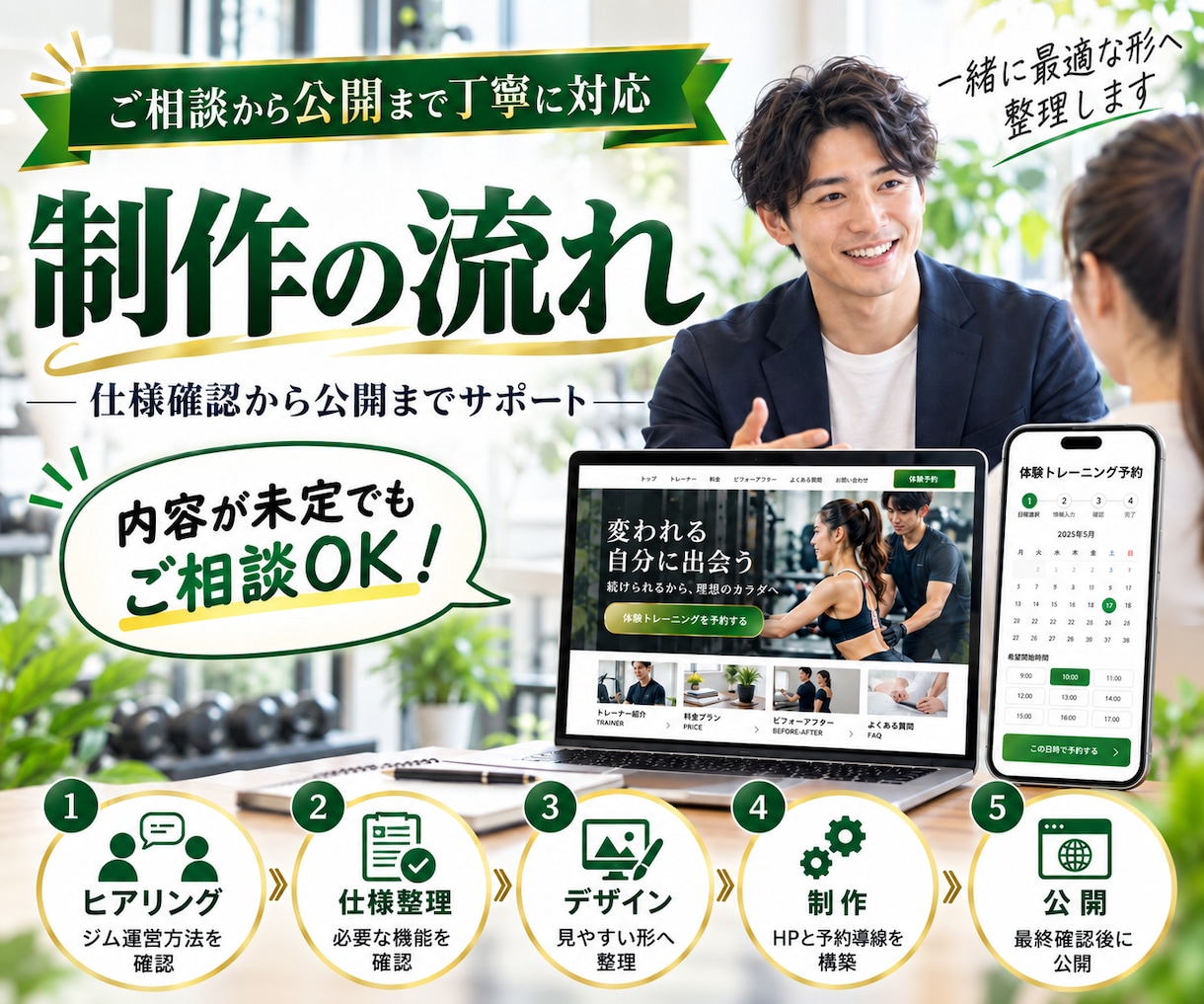 予約システム付きジムHPを制作します パーソナルジム向けHPと予約導線をまとめて制作 イメージ4