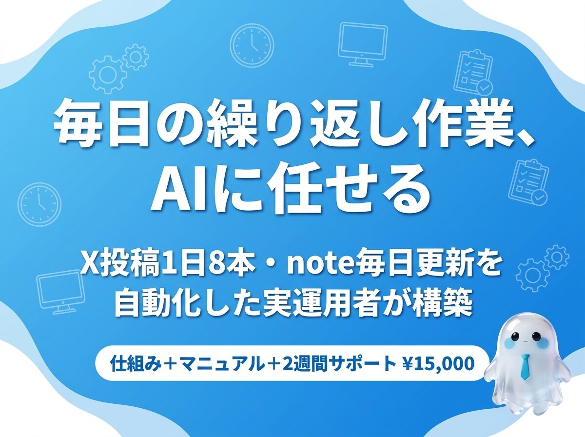 非エンジニアの定型業務1つをAIで自動化します X投稿1日8本を自動化した実運用者が、仕組み＋マニュアル納品 イメージ1