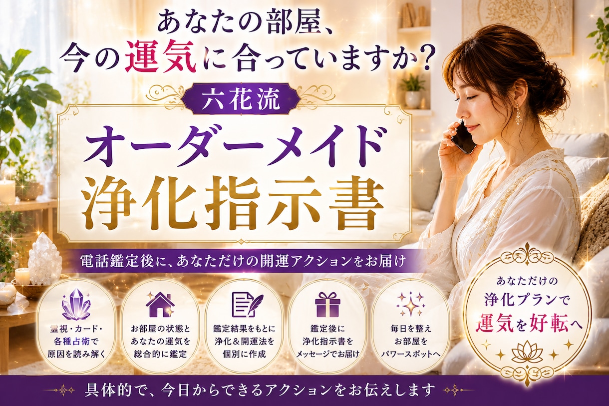 住まい魂を浄化運命を変える：六花流30日提案します もう一人で悩まないで。住まいを聖域に変え一生モノの幸運体質へ イメージ1