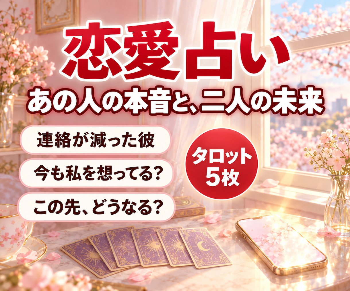 恋愛占い｜あの人の本音と二人の未来を占います 最短30分｜復縁・片思い・複雑愛、あの人の本音を占います イメージ1
