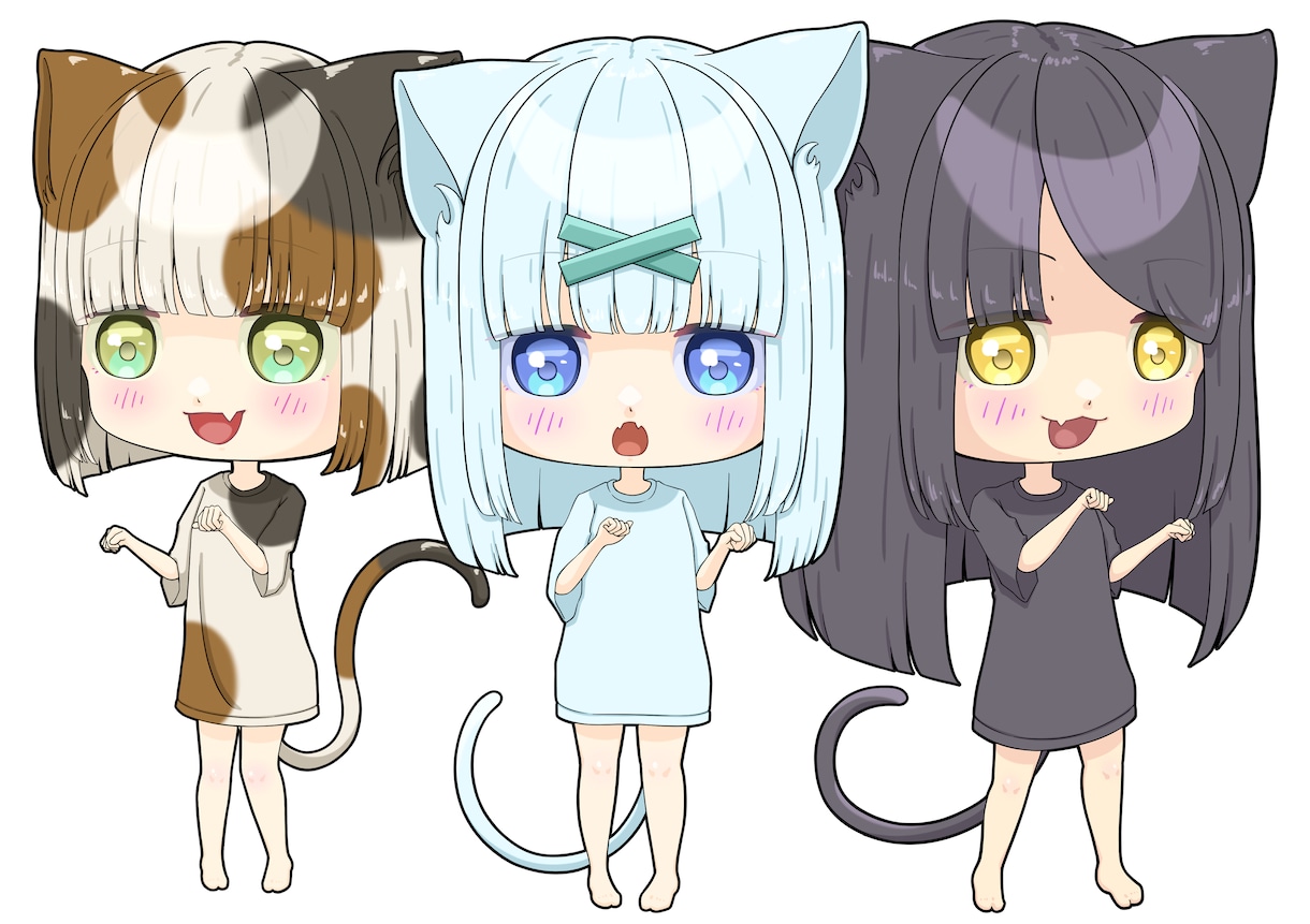 二頭身のデフォルメされた女の子キャラを描きます かわいいを意識してキャラクターを描いてます イメージ1