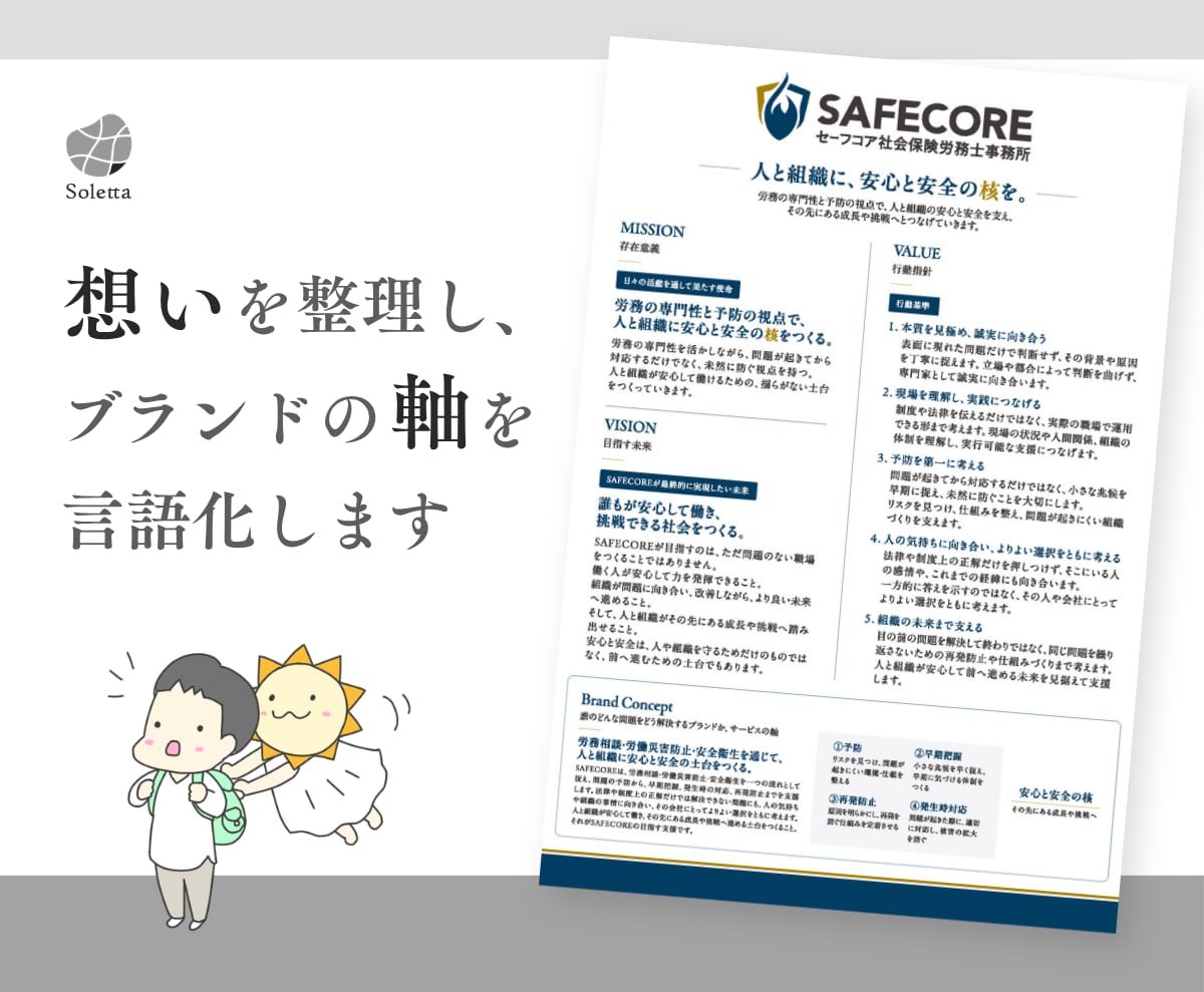 事業の想いや強みを整理しブランドの軸を言語化します 丁寧なヒアリングで方向性を整理、ブランディングシート作成 イメージ1