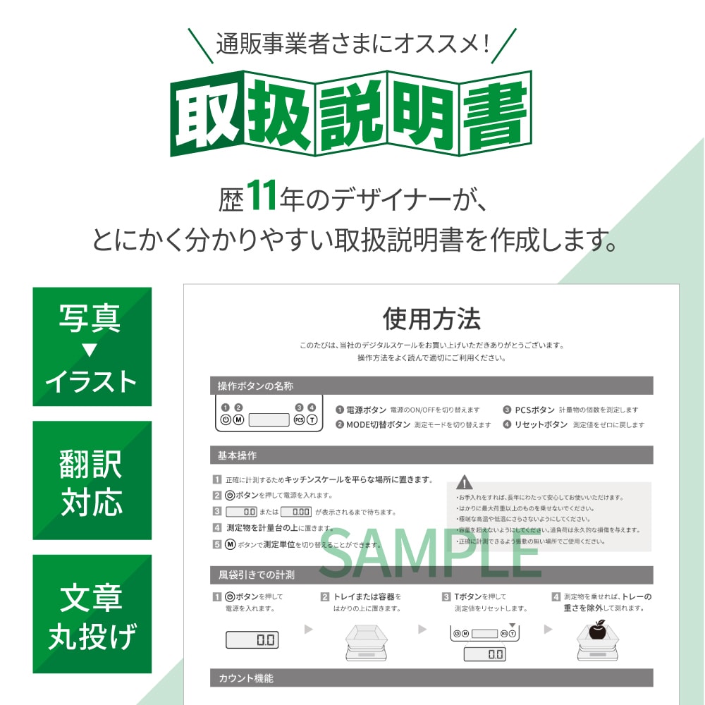 分かりやすい取扱説明書をイラスト付きで作成します 商品の取扱説明書を付けて購入率の向上を目指しましょう イメージ1