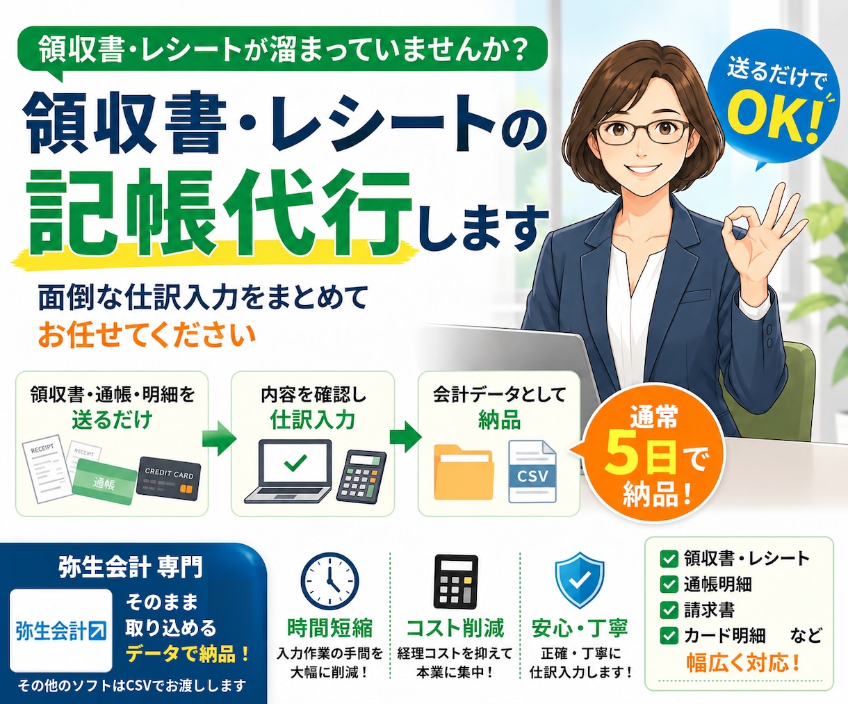 税理士試験2科目合格・実務20年が記帳代行します 領収書・レシート等丸投げOK！ イメージ1