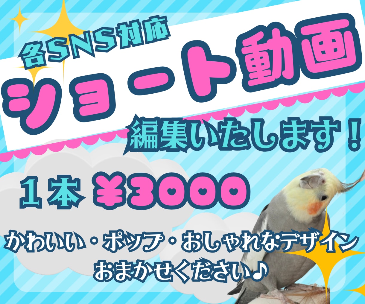 1本3000￥！ショート動画編集いたします かわいいものからおしゃれなものまで！丁寧に仕上げます！ イメージ1