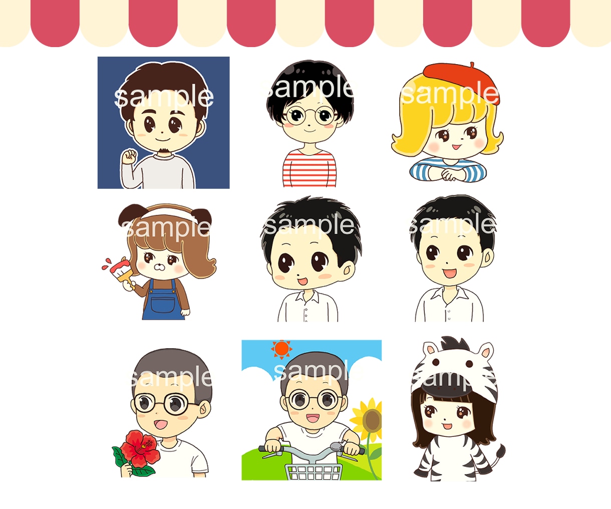 あなただけのレトロ可愛いアイコンイラスト描きます 修正無制限！SNSアイコンに！レトロ可愛いイラスト描きます♪ イメージ4