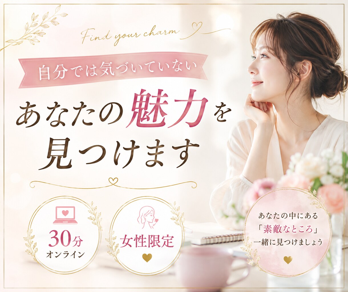 自分では気づいていない魅力を見つけます 会話を通して、あなたの魅力BEST3を見つけます｜30分 イメージ1