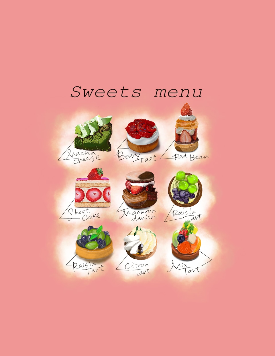 カフェメニューをリアルなイラストで作成します お洒落なイラストと手書き文字で目を惹くデザインを提案します。 イメージ6