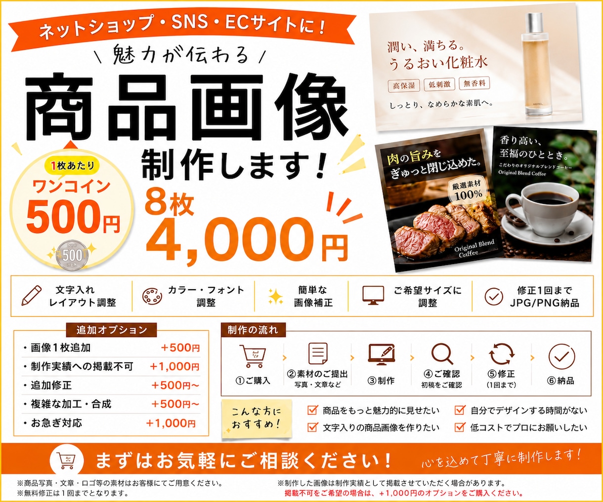 商品画像を1枚あたりワンコイン500円で制作します EC・ネットショップ・SNSの商品画像を制作します。 イメージ1