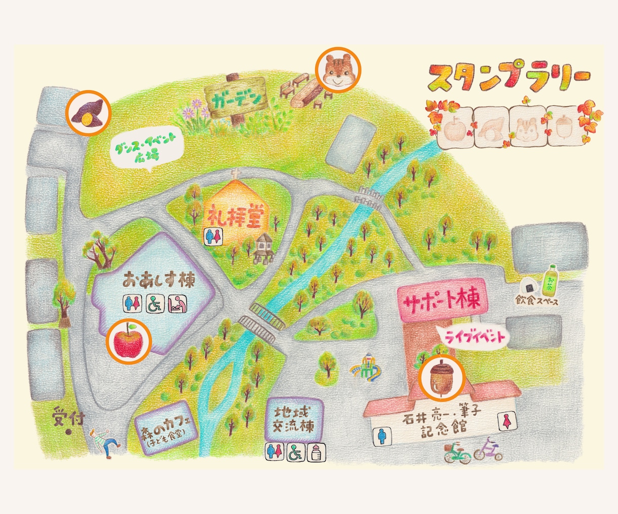 イラストMapお描きします ／色鉛筆とペンで描く手描き地図 イメージ1