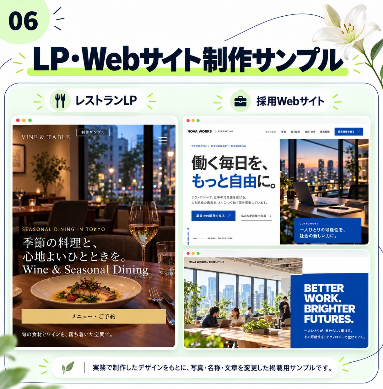 AIでLP・バナーを制作し活用方法も教えます 完成品と、次から自分でつくるための仕組みを渡します イメージ6