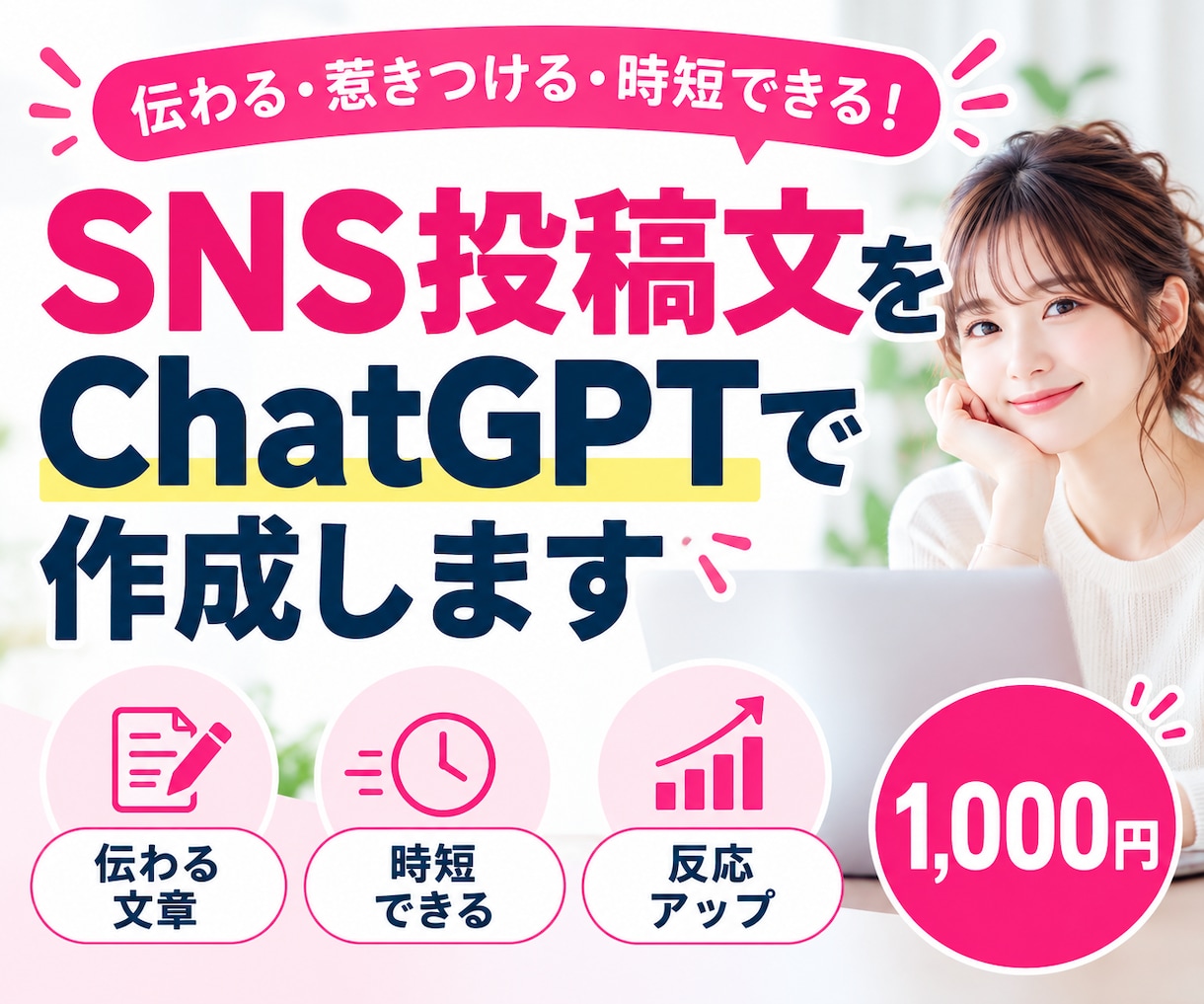 SNS投稿文をChatGPTで作成します 「何を書けばいい？」を解決。読みやすい投稿文を作成します イメージ1