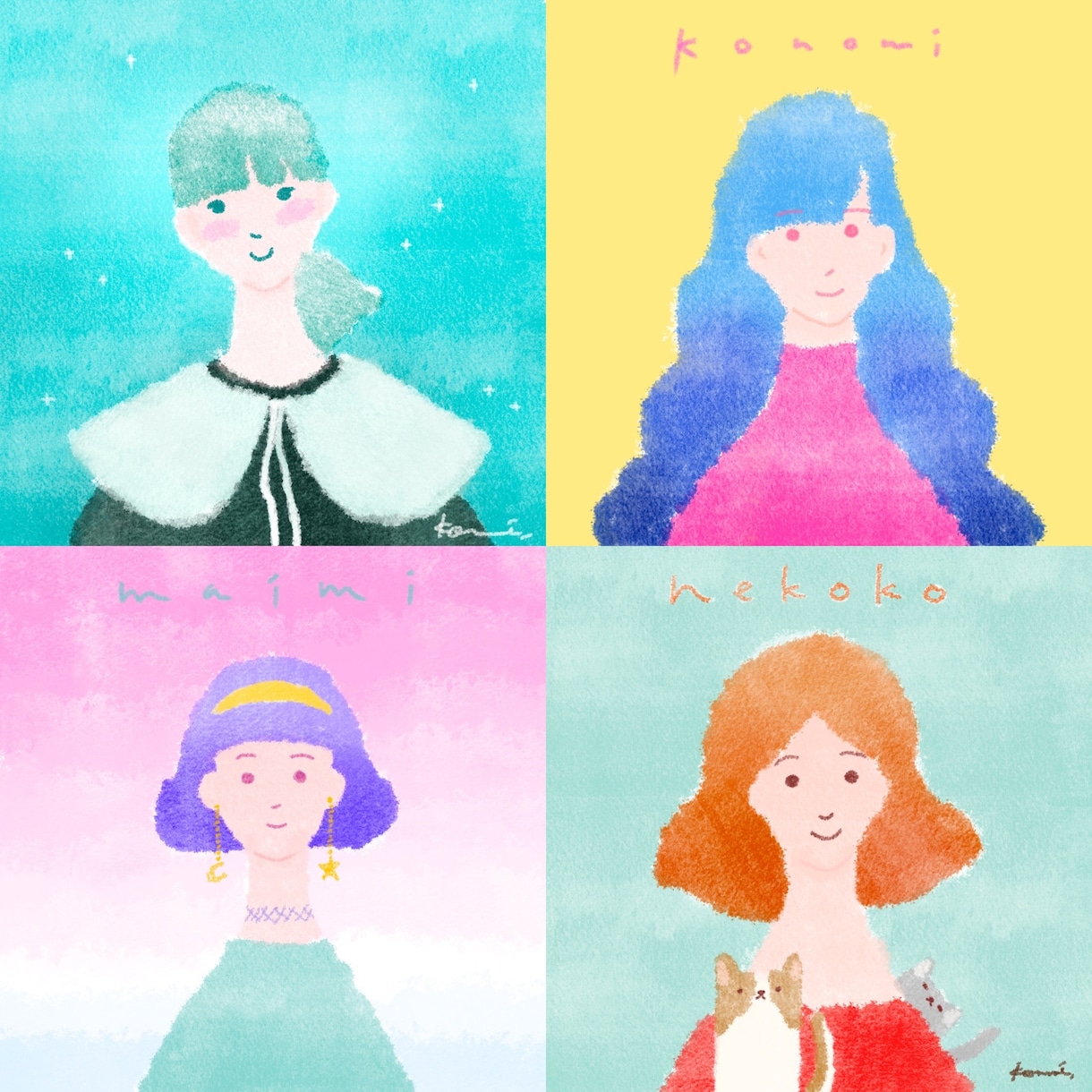 ふんわり抽象的なかわいいイラストを描きます SNS／ブログ／プロフィール用似顔絵アイコンイラスト イメージ5