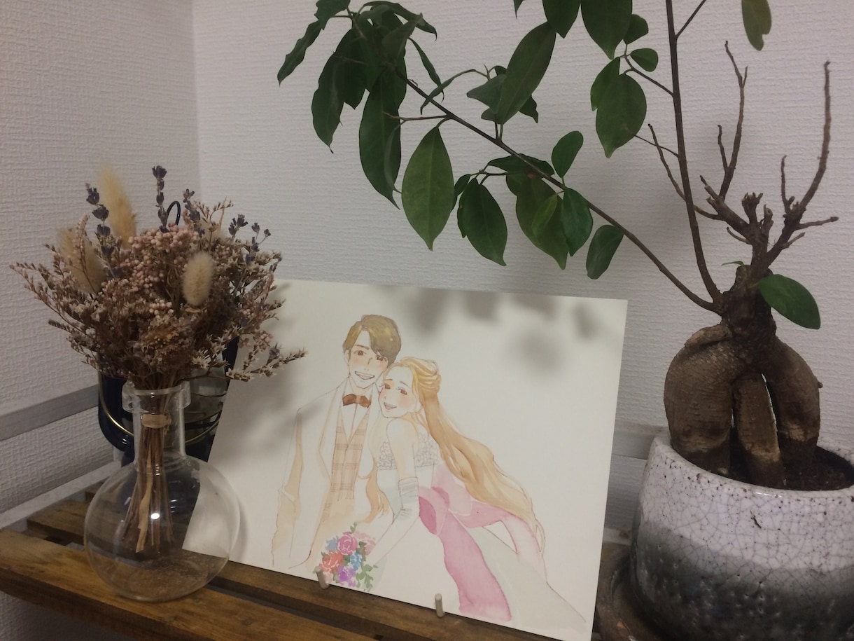 結婚式のウェルカムボード用のイラスト描きます ふんわり透明水彩で素敵あたたかみのある雰囲気に♪ イメージ3