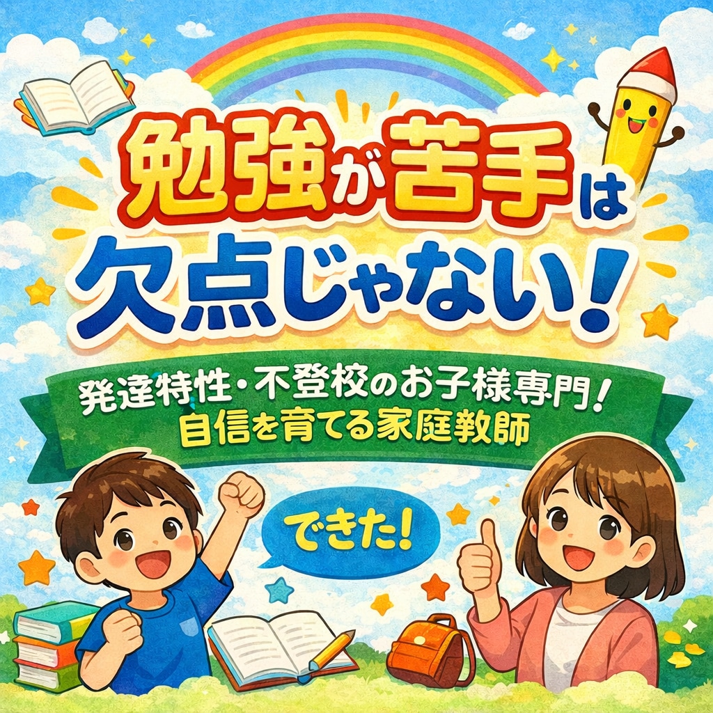発達特性・不登校専門！自信を育むお手伝いをします 勉強が苦手は欠点じゃない！個性を活かした勉強法を見つけよう！ イメージ1