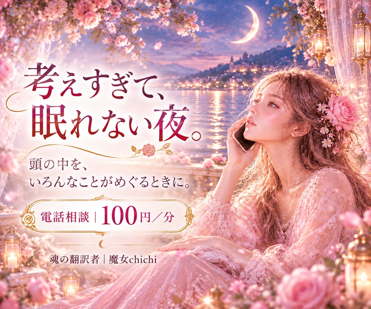 考えすぎて眠れない夜のお話をお聴きします 恋愛・仕事・人間関係、夜にめぐるお気持ちをそのまま話せます イメージ1