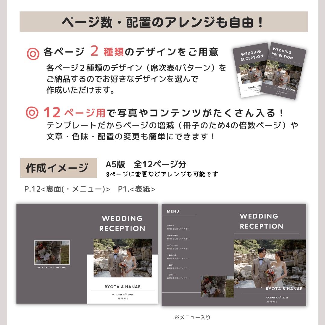 結婚式用プロフィールブックテンプレートをお渡します 【パワポで自作】詳しい作り方ガイド付❁A5版 シニエ イメージ5