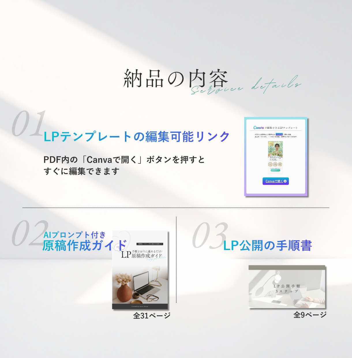 Canvaで作るLP制作トータルセットを販売します 【イベント/体験会募集ver】AIでLP原稿を作れるガイド付 イメージ5