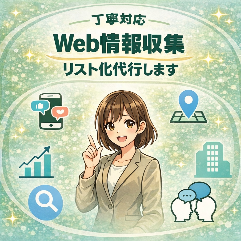 Web情報収集→リスト化 資料や営業活用できます 丁寧・スピーディーに作業します！！ イメージ1