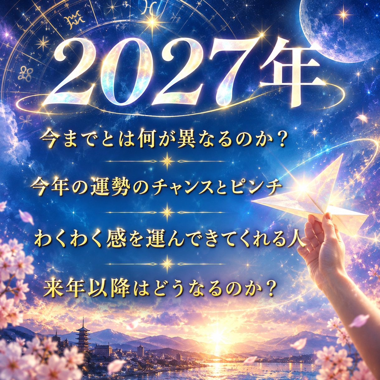 2027年の運勢を四柱推命・宿曜占星術で占います 来年のチャンスとピンチ、わくわく感を運んできてくれる人 イメージ1