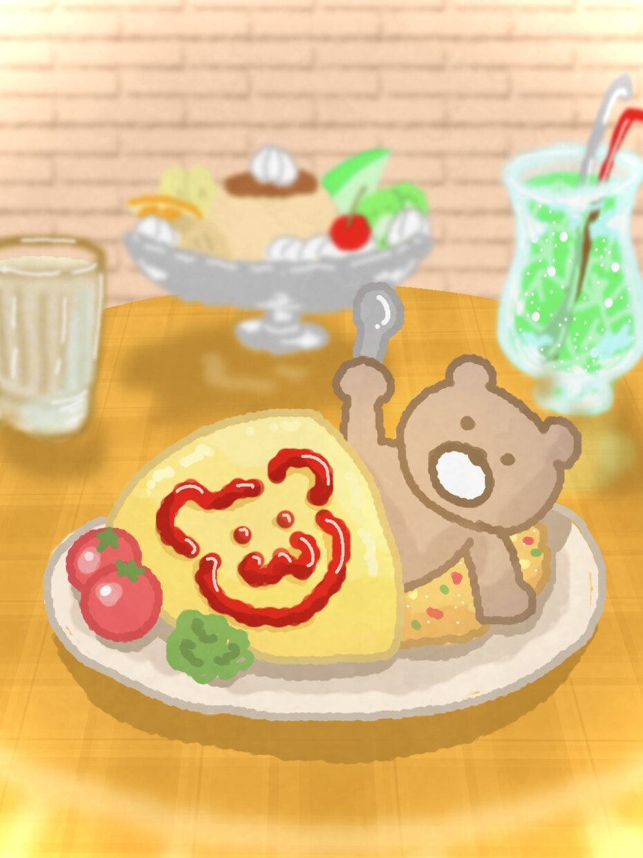 ゆるくてかわいい一枚絵を描きます キャラクター・食べ物・背景までやさしい雰囲気で描きます イメージ2