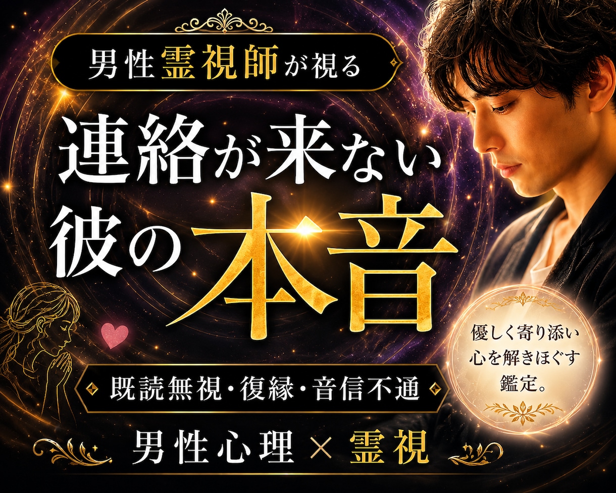 音信不通、連絡が来ない彼の本音を視まます 男性霊視師だから視える、彼の「言葉にできない本音」 イメージ1