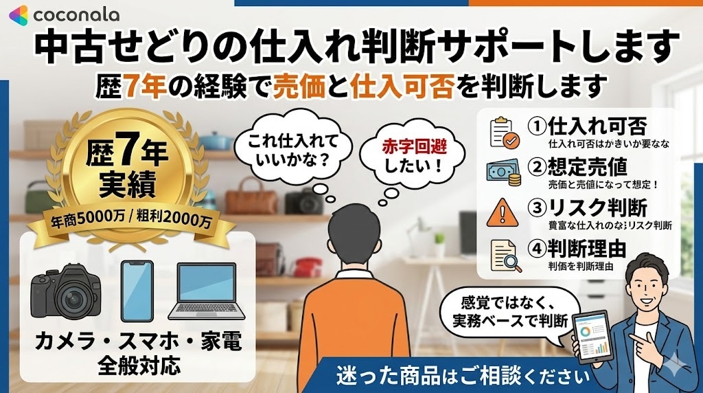 中古せどりの仕入れ判断サポートします 中古せどり歴7年の経験で売価と仕入可否を判断します イメージ1