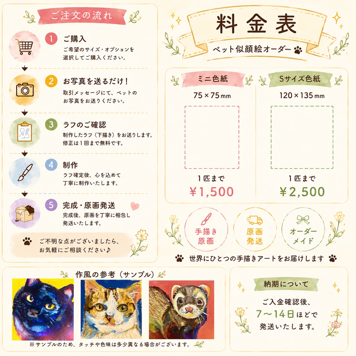 ペットのお写真をもとに手描きアートを制作いたします 大切なご家族を心を込めて描かせていただきます。 イメージ2