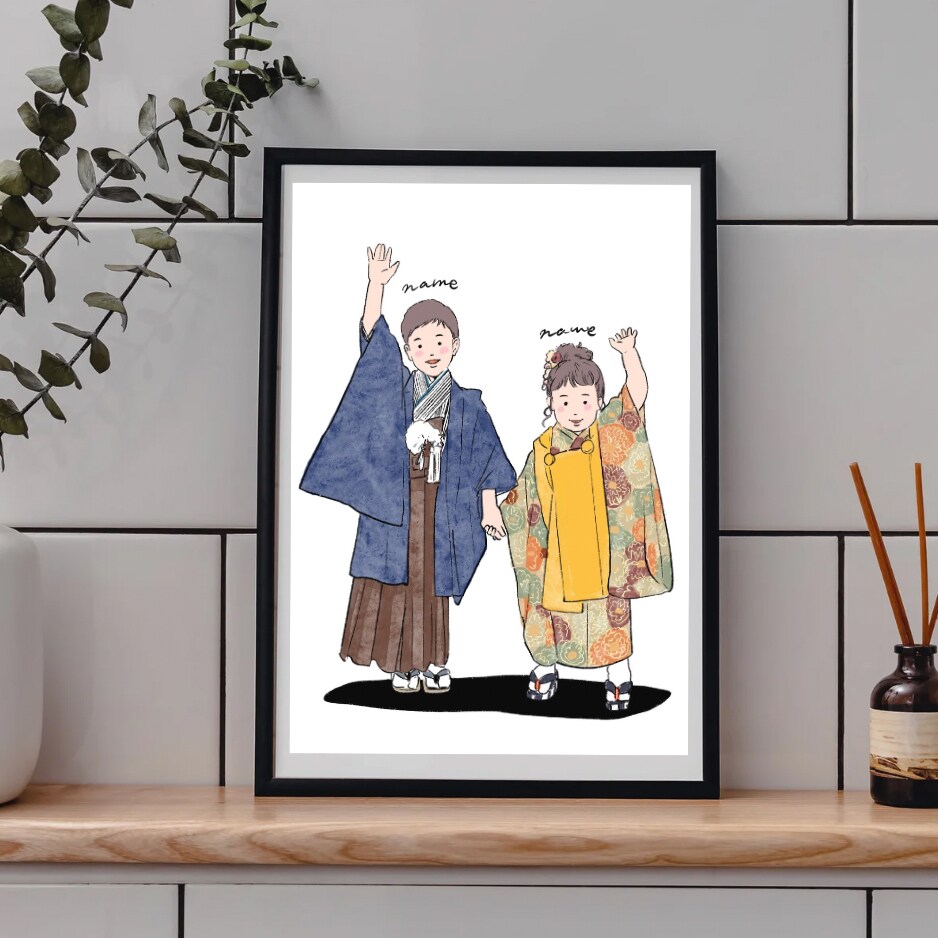 七五三のやさしい似顔絵お描きします お子さまの七五三のお写真を可愛らしいイラストに仕上げます。 イメージ5