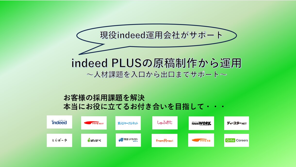 indeed PLUSの原稿制作から運用をします 実績多数！現役のindeed PLUS運用会社が対応 イメージ1
