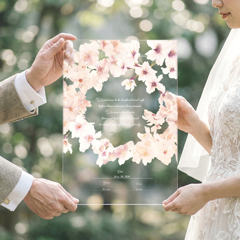 送料無料 桜の結婚証明書作ります 選べるアクリルorキャンバス！特別な一日のための証明書です。 イメージ1