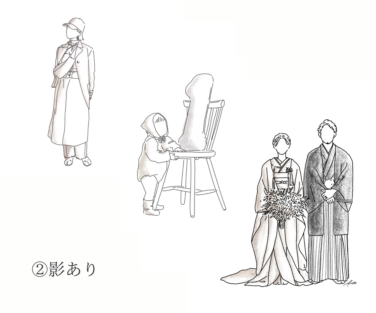 お写真を元にシンプルで温かみのあるイラスト描きます 線が少し太めで可愛らしい印象に。 イメージ3