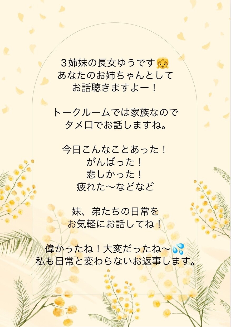 お姉ちゃんだと思ってね！30分お話できます なんでもないことを、頑張ったことを、悲しかったことを話そ！ イメージ2