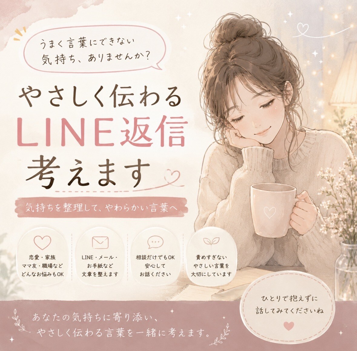 気持ちを文章にします どう伝えたらいい？を一緒に考えます。 イメージ2