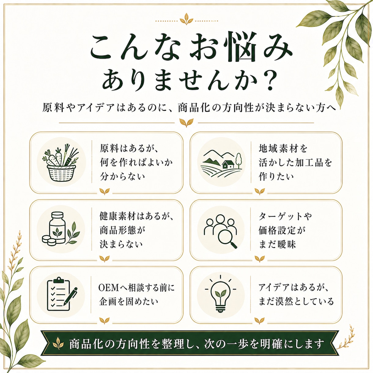 食品・健康食品のアイデアを商品企画にします 素材・原料・アイデアを販売まで見据えた商品企画に整理します イメージ2