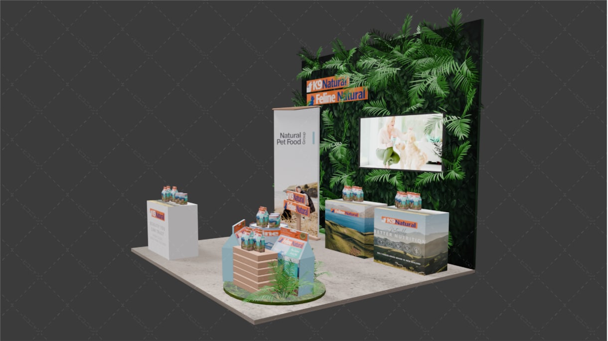 展示会ブースデザインします Blenderを利用し実際大のブース効果図を制作します。 イメージ2