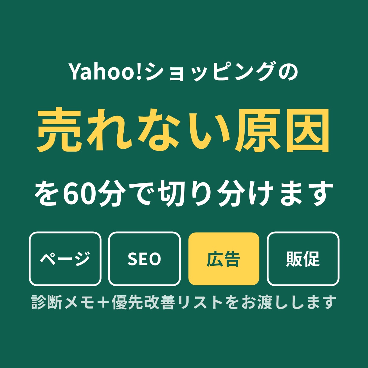 Yahoo!ショッピングの売れない原因を診断します 値下げの前に、直す場所を優先順位付きでお伝えします イメージ1