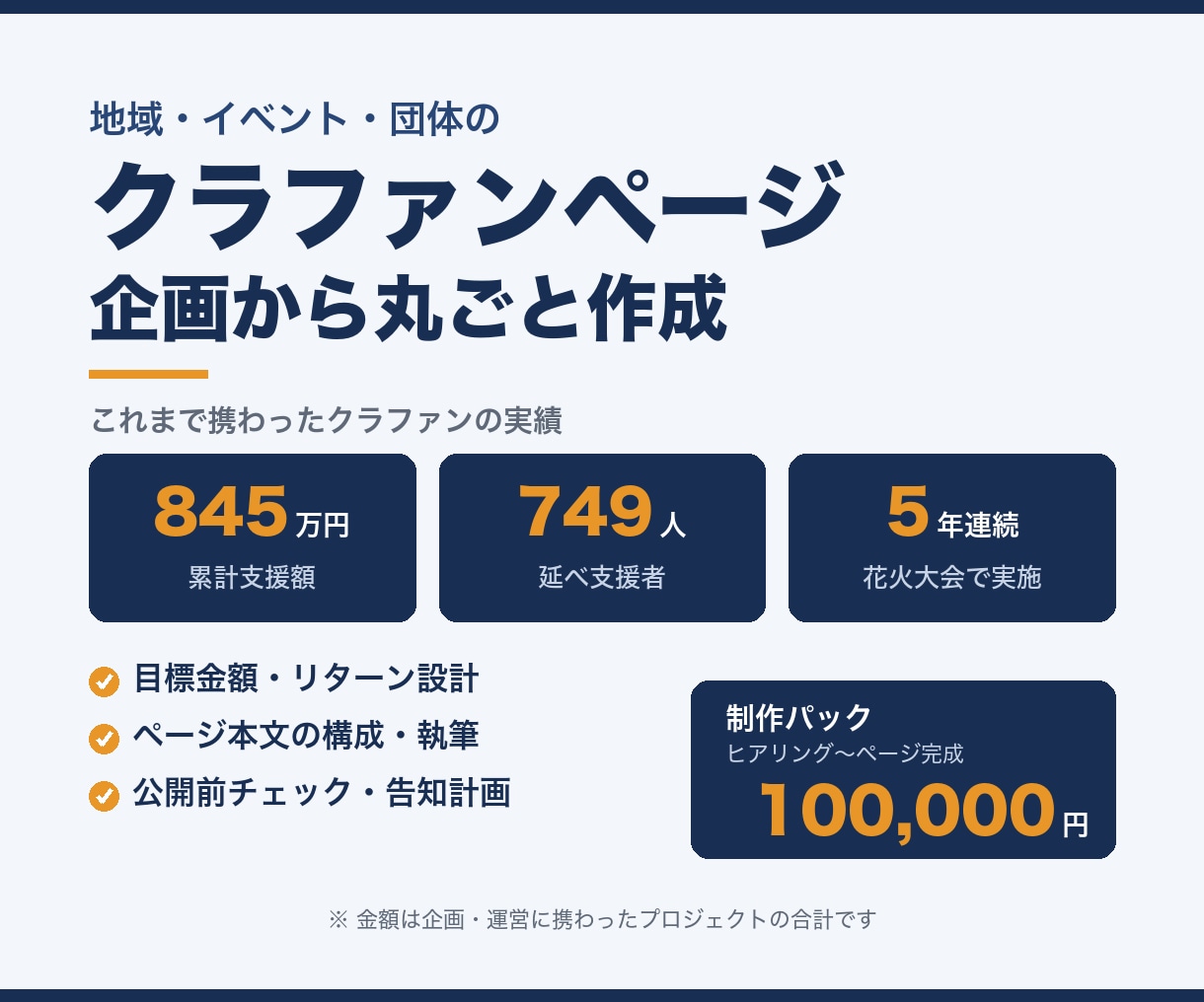 地域・イベントのクラファンページを丸ごと作成します 5年連続で花火大会のクラファンを運営した経験で企画から作成 イメージ1