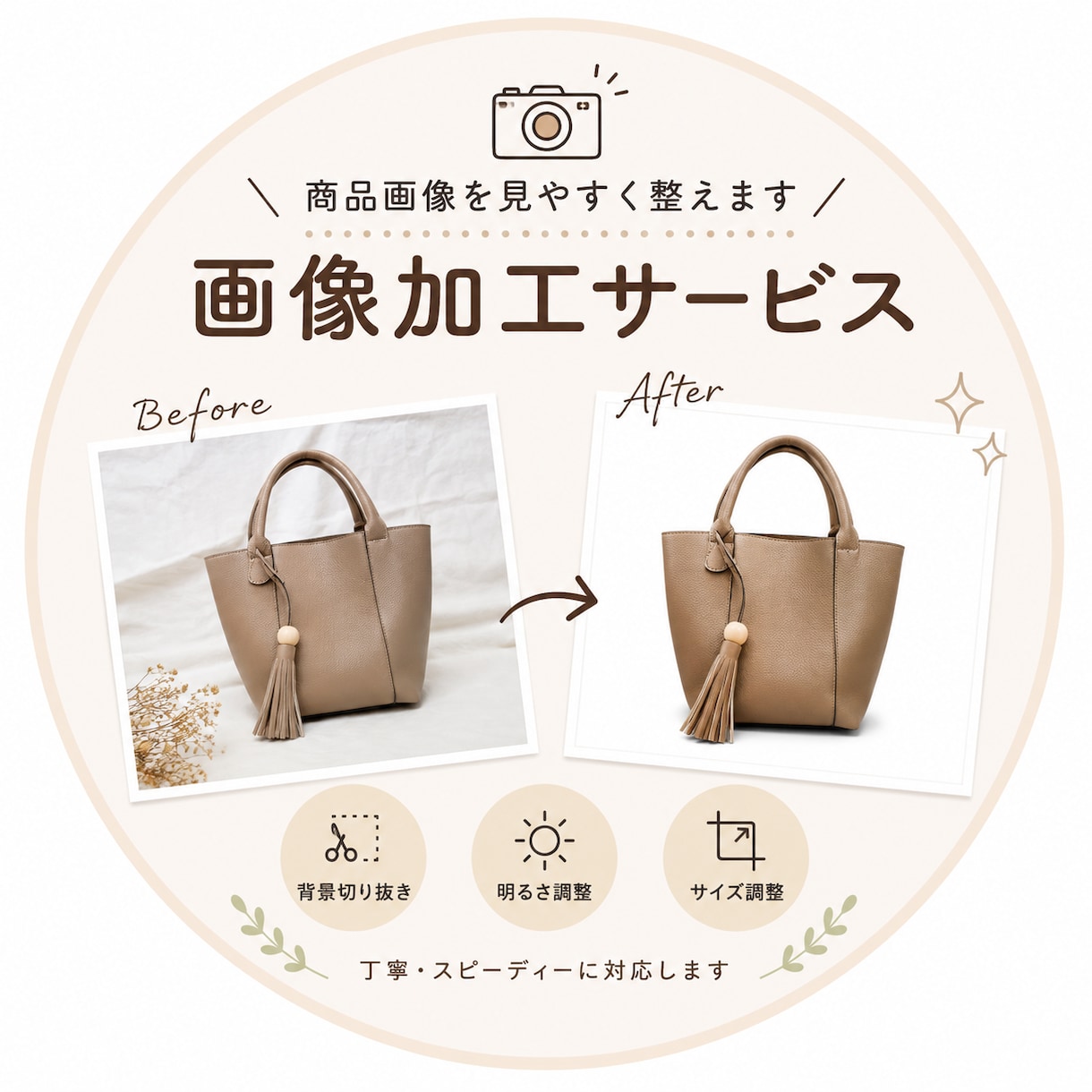 フリマ用商品画像を加工します 白背景・明るさ補正で見やすく整えます イメージ1