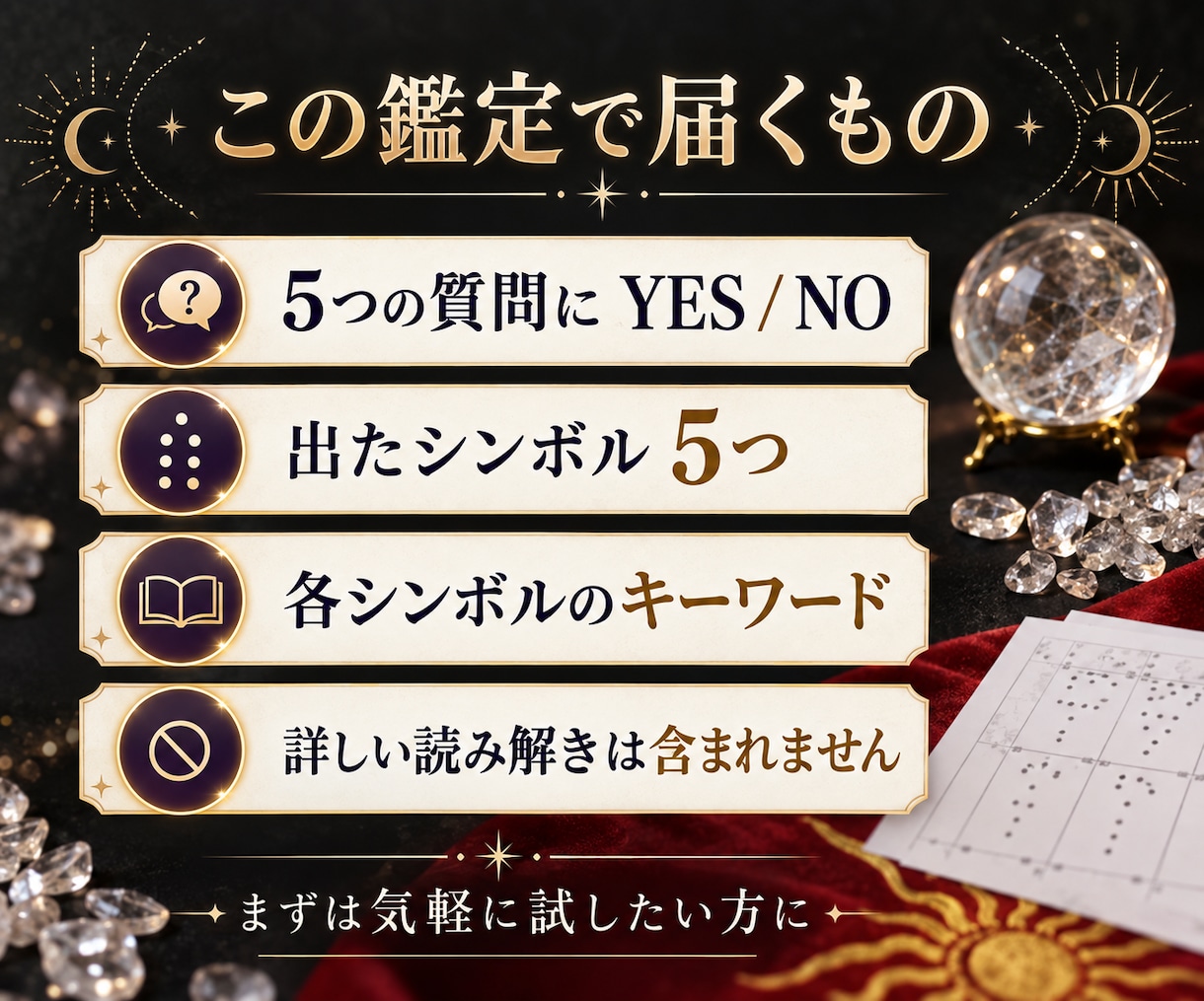 5つ！YES.NOとキーワードだけお届けします ジオマンシーで読み解き無し。相談内容いりません。 イメージ3
