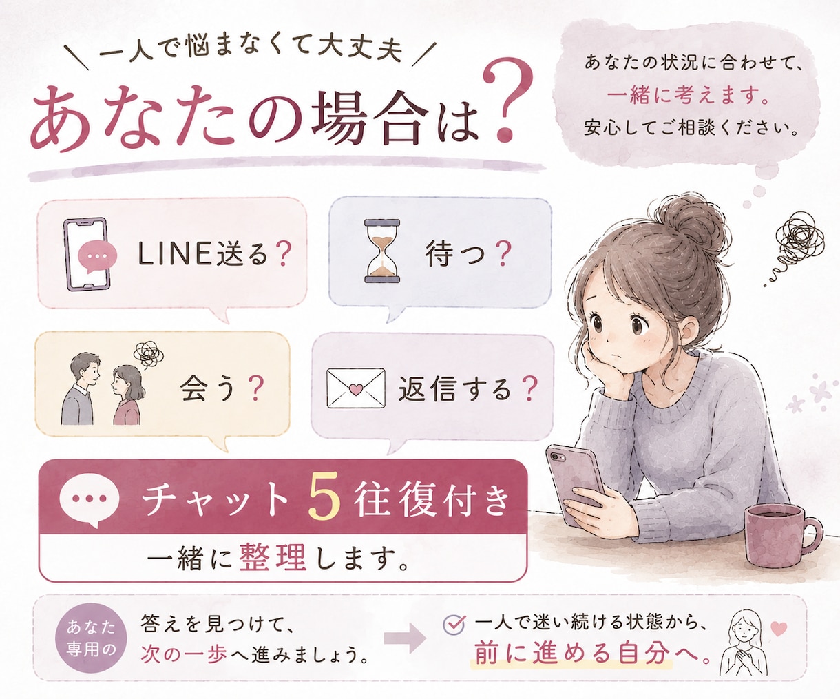 復縁・未読無視・既読無視などのお悩みを読み解きます 彼との関係を整理し、これからどうしたらいいか一緒に考えますよ イメージ6