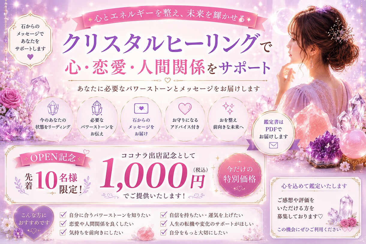 あなたに必要なパワーストーンをお伝えします 【初売り価格】心・恋愛・人間関係のお悩みに イメージ1