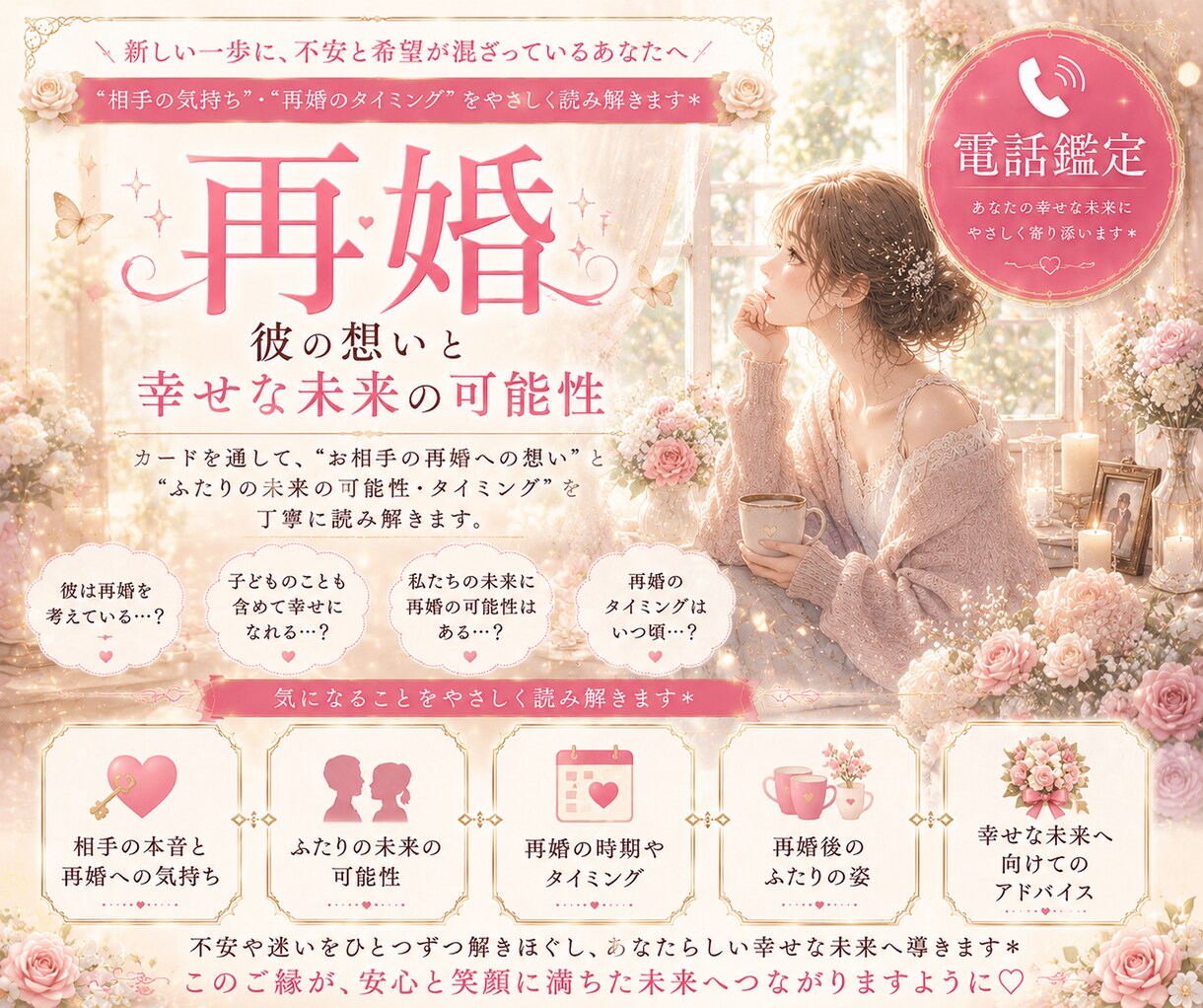 再婚♡について占います 相手の気持ち・再婚のタイミング”を鑑定 イメージ1