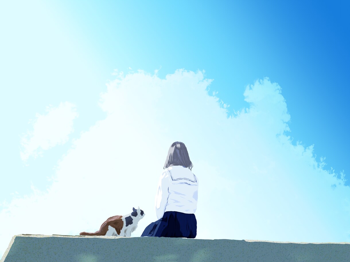 青と白を基調とした背景イラストを描きます 私独自のスタイルで、お客様に青春をお届けします。 イメージ1
