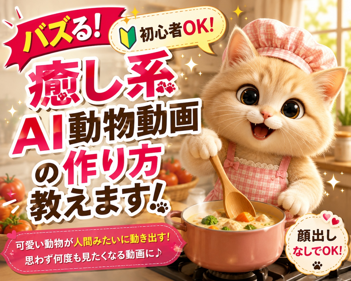 初心者OK！癒し系AI動物動画の作り方教えます 思わず何度も見たくなる可愛いAI動物動画を一緒に作ります イメージ1
