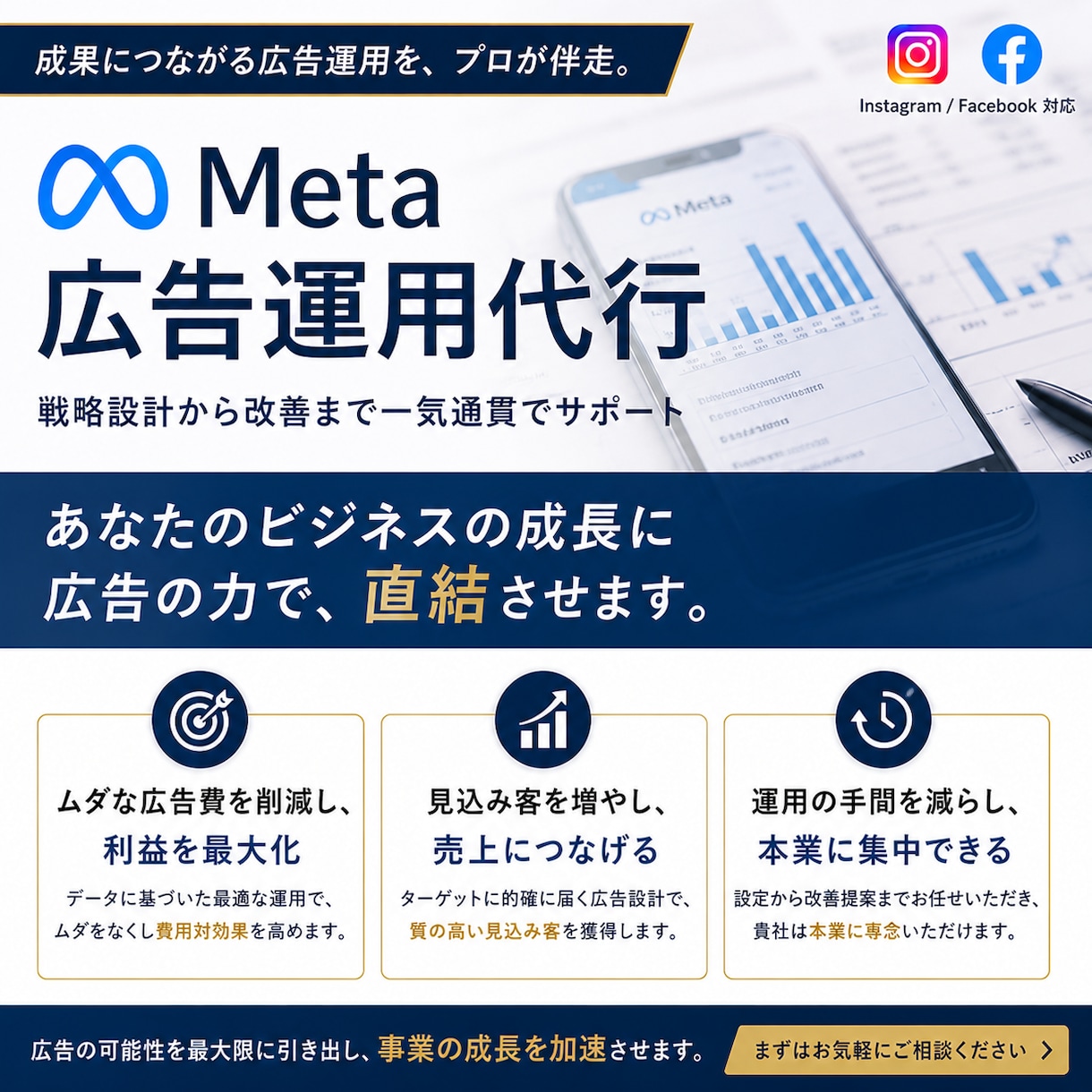上場企業マーケターがMeta広告で集客します Meta広告・Google広告・LP制作・クリエイティブ制作 イメージ1