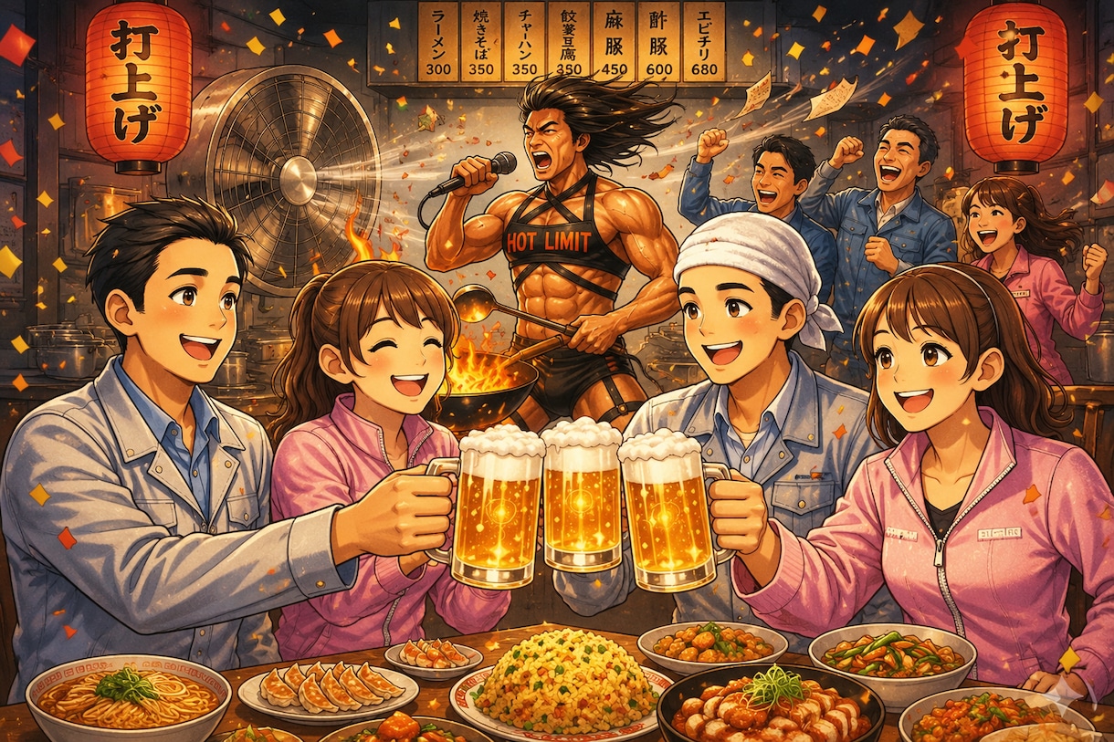 何も頑張ってないけどそんなの関係ねえ打ち上げします 街中華｜サボろう｜ワクワク｜理由なんか要らん｜ヤケクソ イメージ1