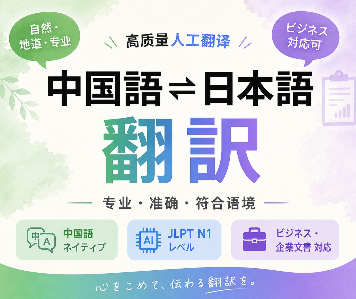 中国語⇔日本語の翻訳を承りますます 中国語ネイティブ・日本語N1が丁寧に翻訳します イメージ1