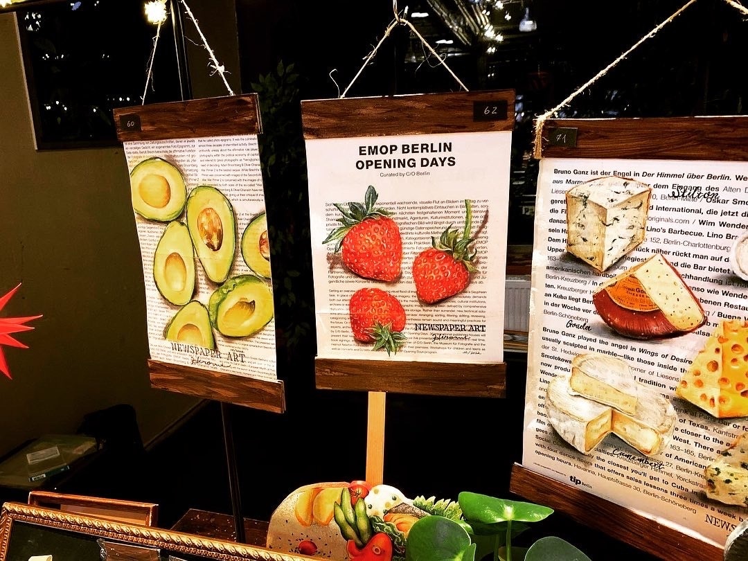 新聞紙にフードイラスト描きます ベルリンで人気のNewspaper Art イメージ7