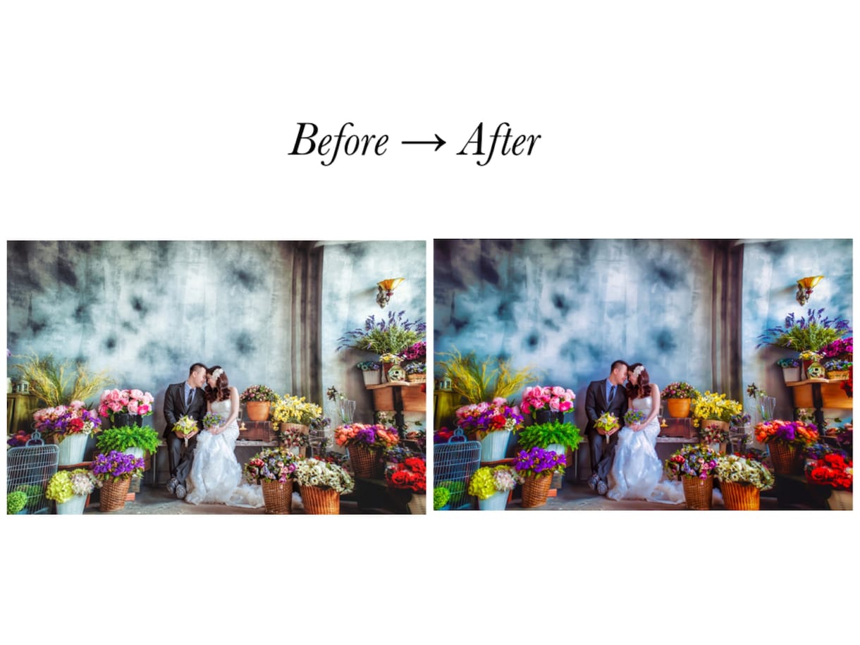 ウェディングフォト20枚1000円色味編集致します 結婚式での写真の色味加工します イメージ3